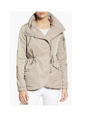 French Connection Lightweight Anorak Rain Tulip Hem Jacket in TAN, Size XL